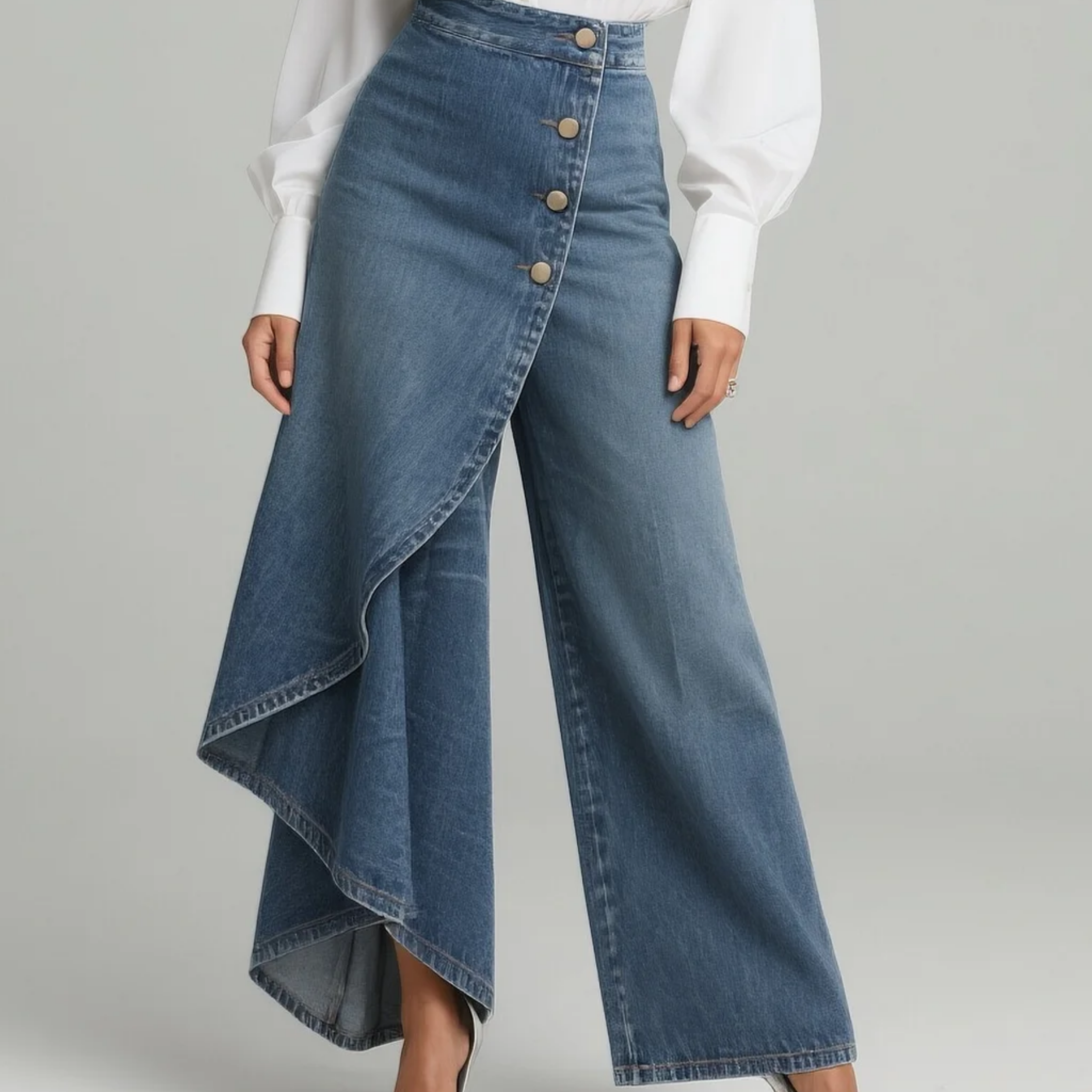 Abigail | Slim Fit Džínové Kalhoty s Překládaným Pasem