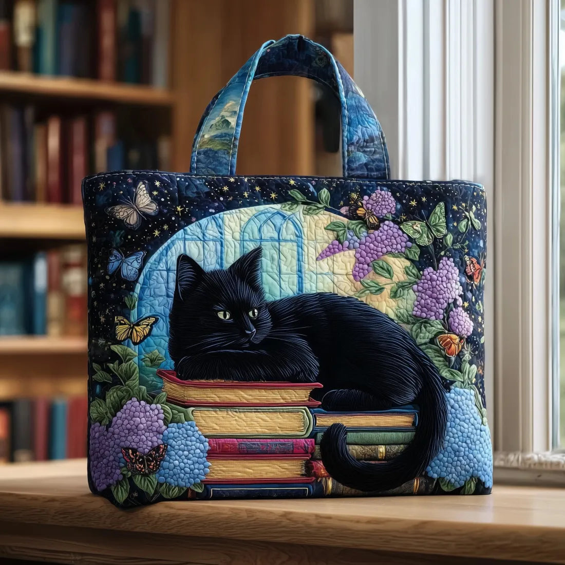 Ručně vyrobená taška Chat Noir na knihy