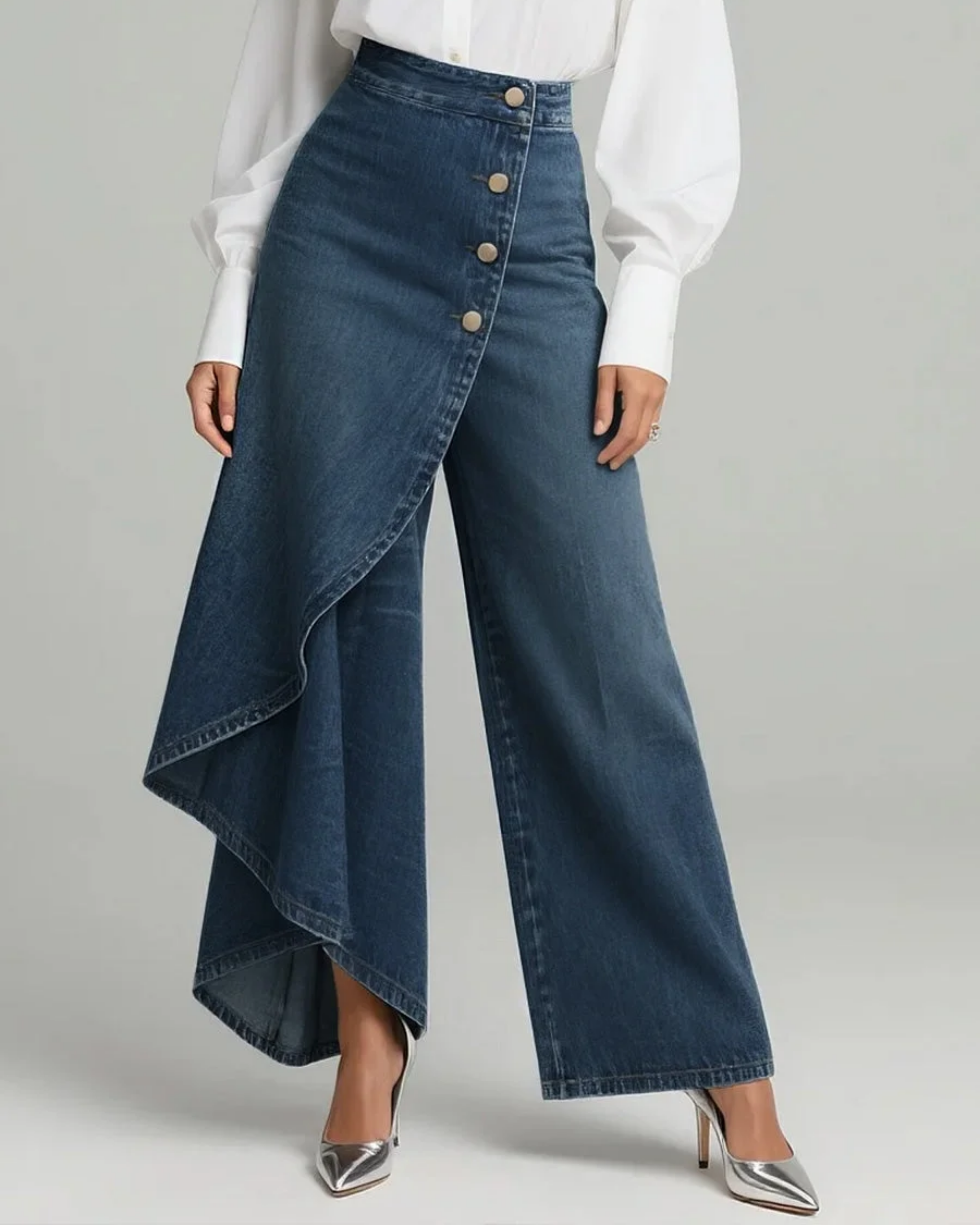 Abigail | Slim Fit Džínové Kalhoty s Překládaným Pasem