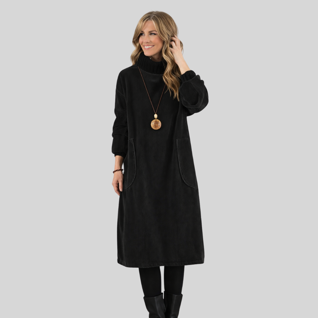 Veronika | Elegantní svetr midi šaty s rolákem